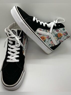 VANS "Garden Floral" SK8-HI Tops Foral/Black Suede Womens 7.5 Mens 6 Skateboard
